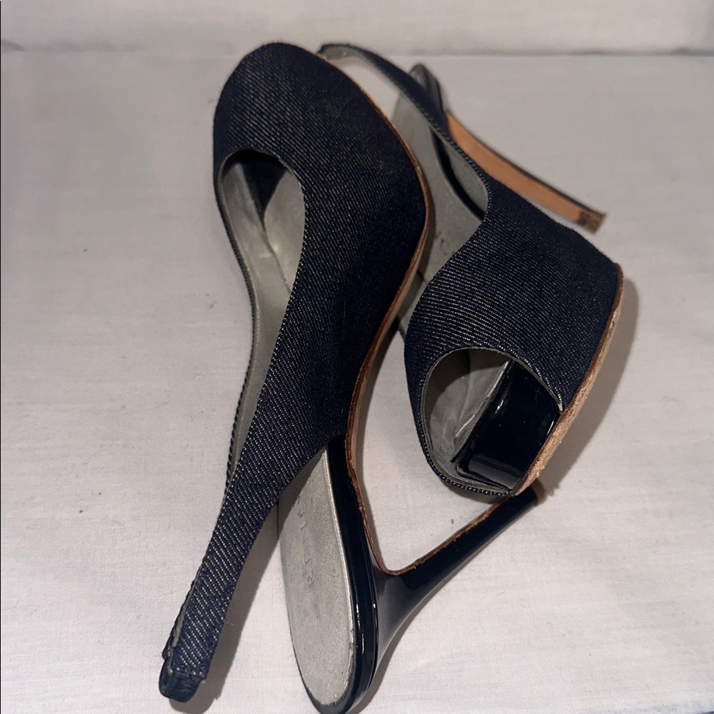 Rene Mancini Jean Peep Toe Slingback Heels - Picture 7 of 9